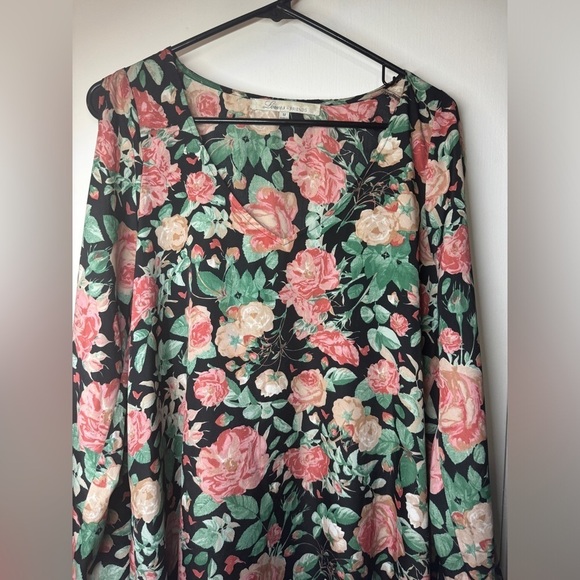 Lovers + Friends Black Pink Cream Rose Floral Cold Shoulder Mini Dress Size M - Picture 3 of 16